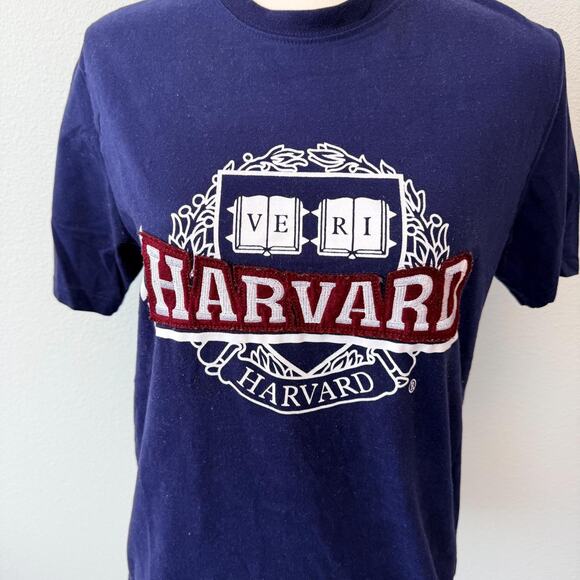 Vintage Harvard T-Shirt Navy Blue Logo Crew Neck Short Sleeve Womens Large - Picture 4 of 12